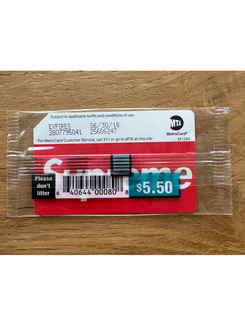 Supreme Metro Card NYC Sealed New MTA Subway Transit Expired
